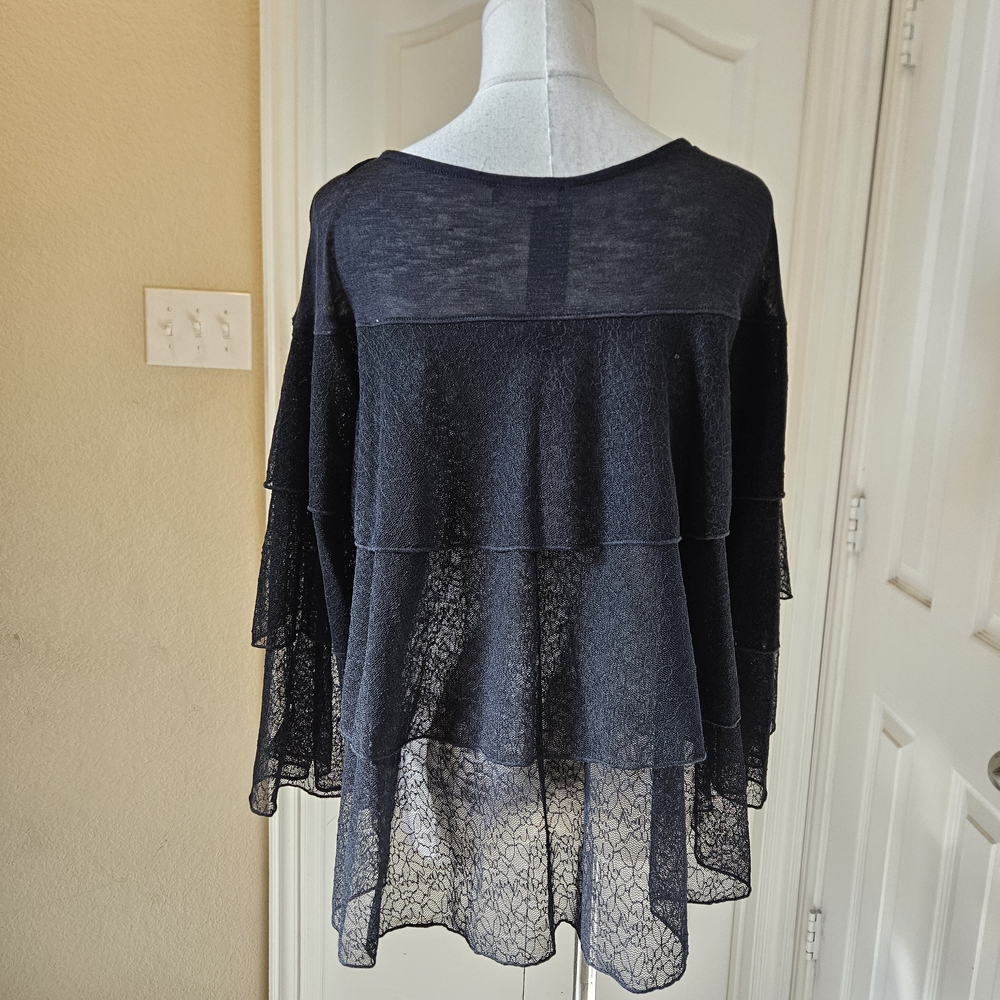 Nally & Millie Tiered Lace Overlay Top – Black Size OS NWT - Picture 8 of 13